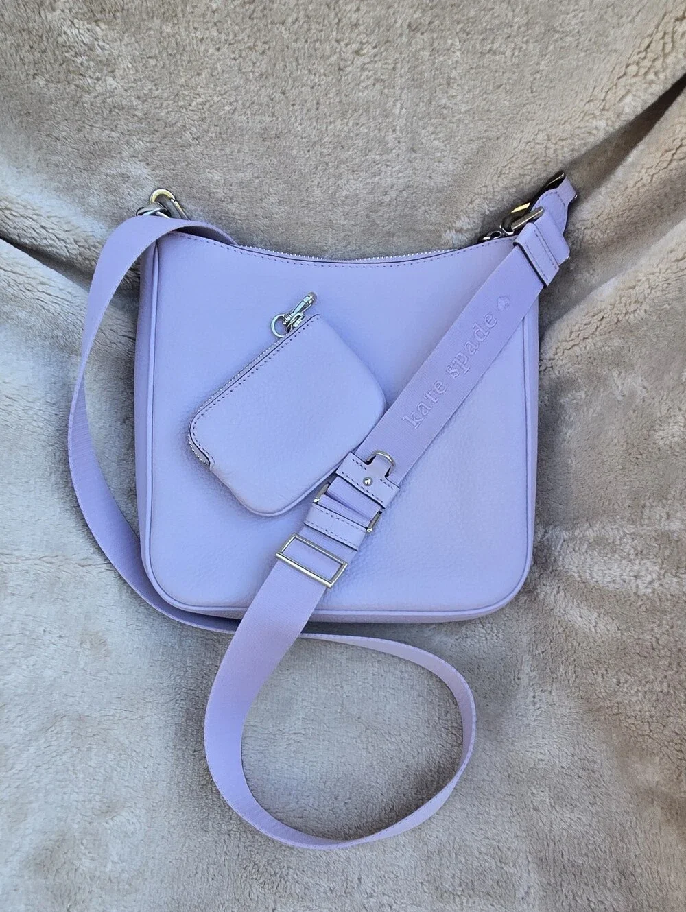 *NOT FOR SALE* NWOT Kate Spade ♤ Frozen Lilac Leather Crossbody & Pouch ♤♤♤ - Picture 4 of 11